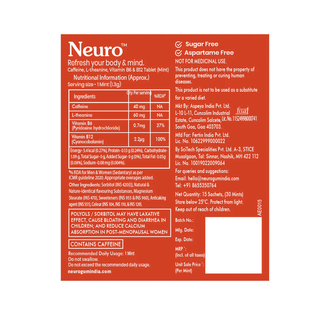 NeuroGum Energy Caffeine Mints - Cinnamon (30 Pieces: 15 X 2 mint sachets) - Image 11