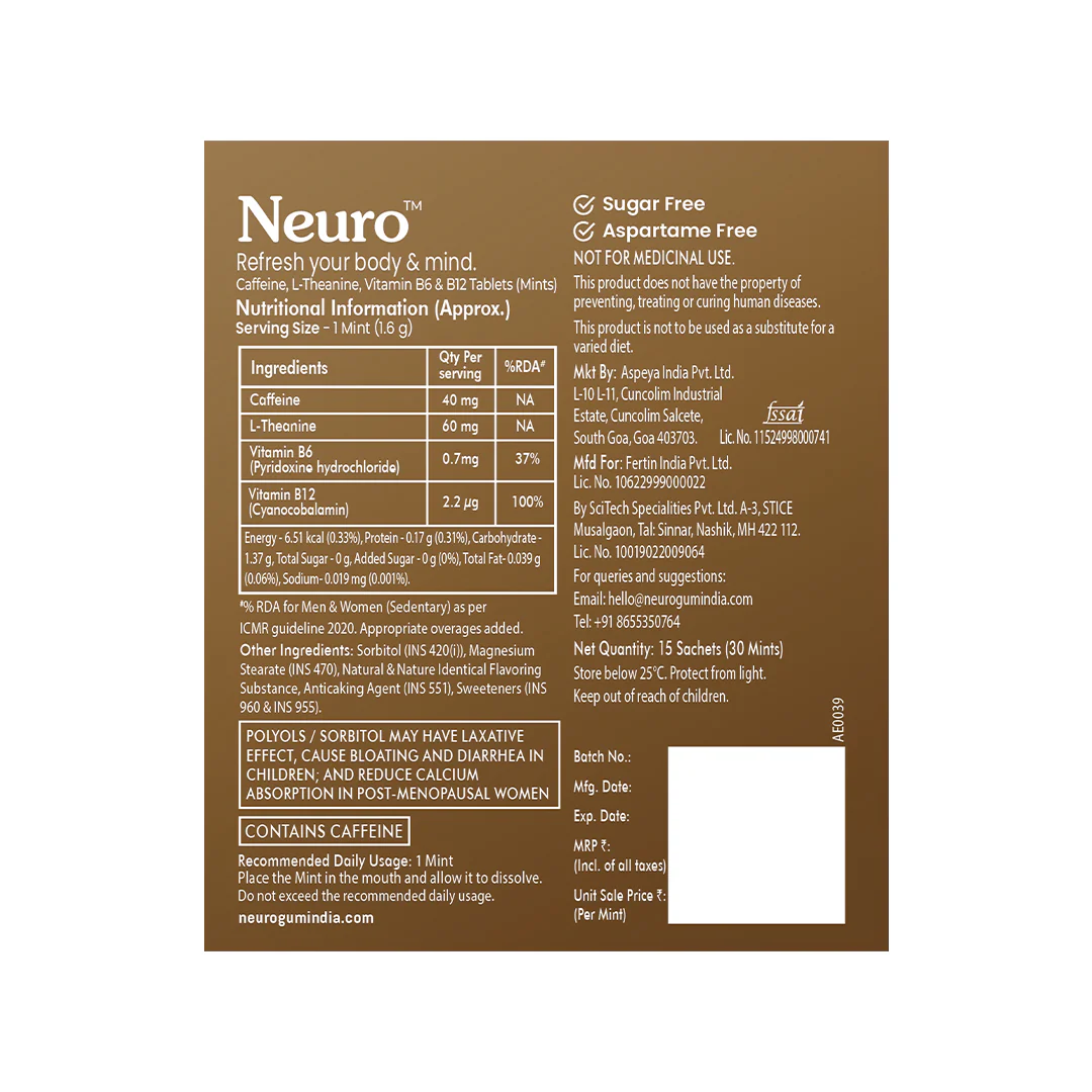 NeuroGum Energy Caffeine Mints- Iced Coffee (30 Pieces: 15 X 2 mint sachets) - Image 11